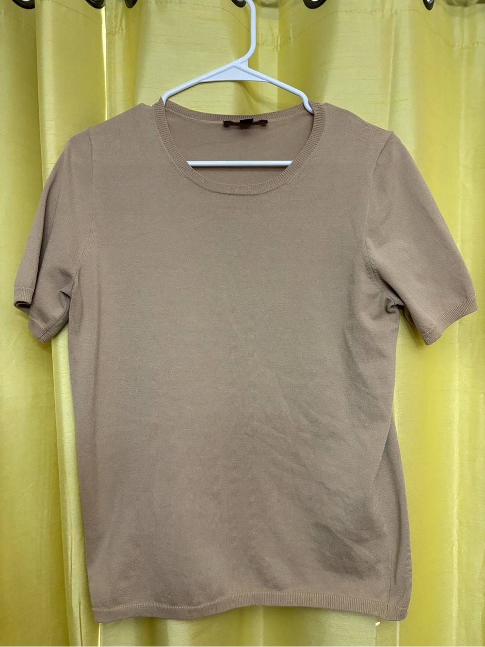 Ann Taylor Short Sleeve Knit Top in Tan